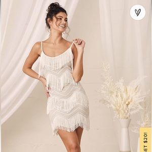 Lulus Shake it Off White Sequin Fringe Dress